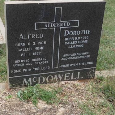 MCDOWELL Alfred 1908-1977 &amp; Dorothy 1910-2002
