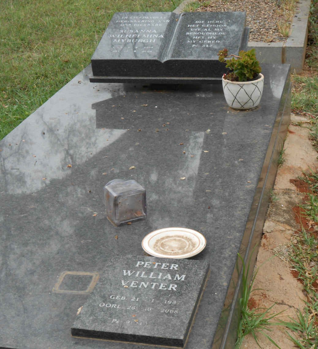 MYBURGH Susanna Wilhelmina 1914-2008 :: VENTER Peter William 193?-2008