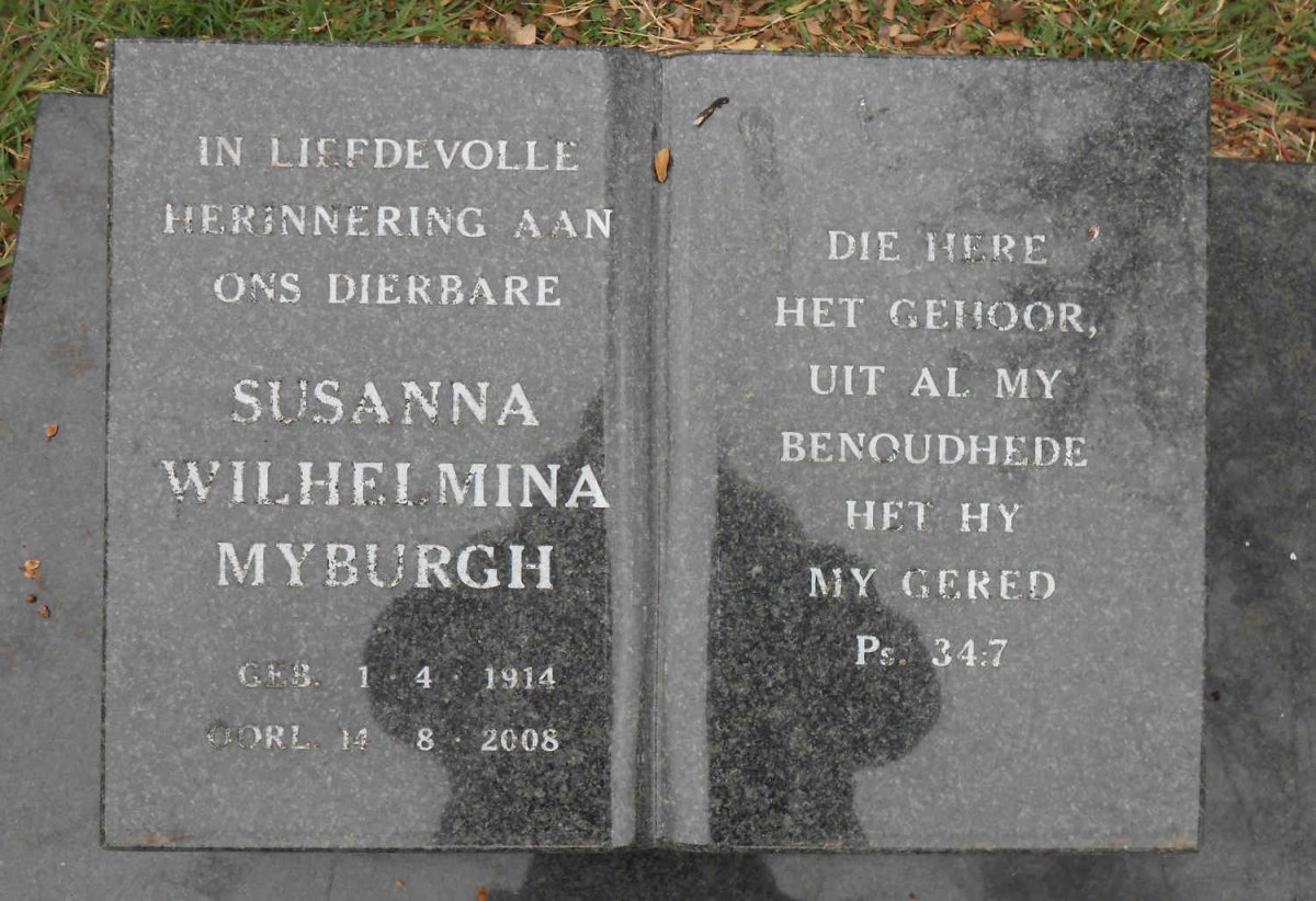 MYBURGH Susanna Wilhelmina 1914-2008 :: VENTER Peter William 193?-2008