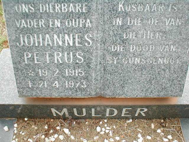 MULDER Johannes Petrus 1915-1973