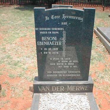 MERWE Benoni Ebenhaézer, van der 1919-1978