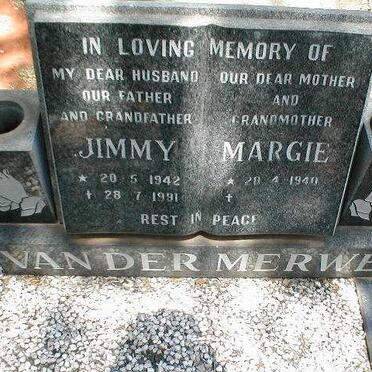 MERWE Jimmy, van der 1942-1991 &amp; Margie 1940-