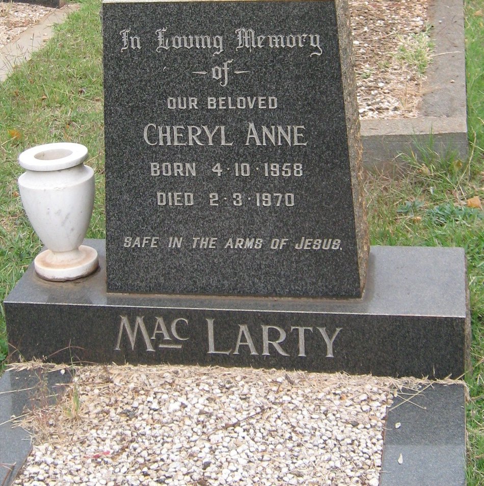 MACLARTY Cheryl Anne 1958-1970