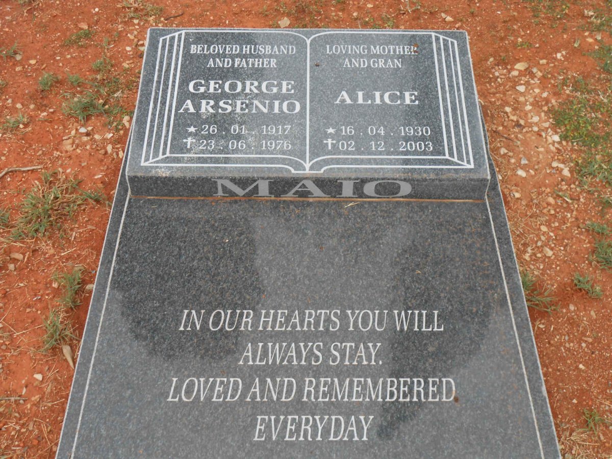 MAIO George Arsenio 1917-1976 &amp; Alice 1930-2003