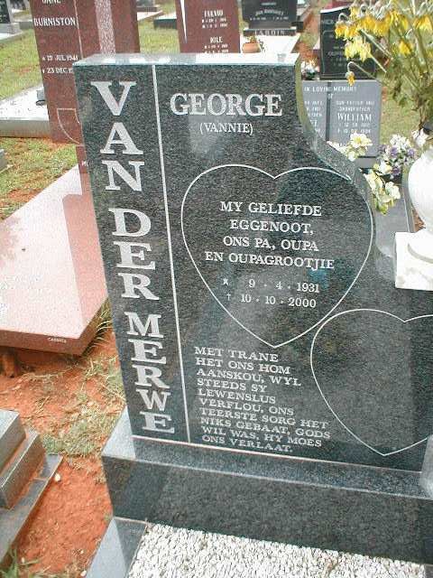MERWE George, van der 1931-2000