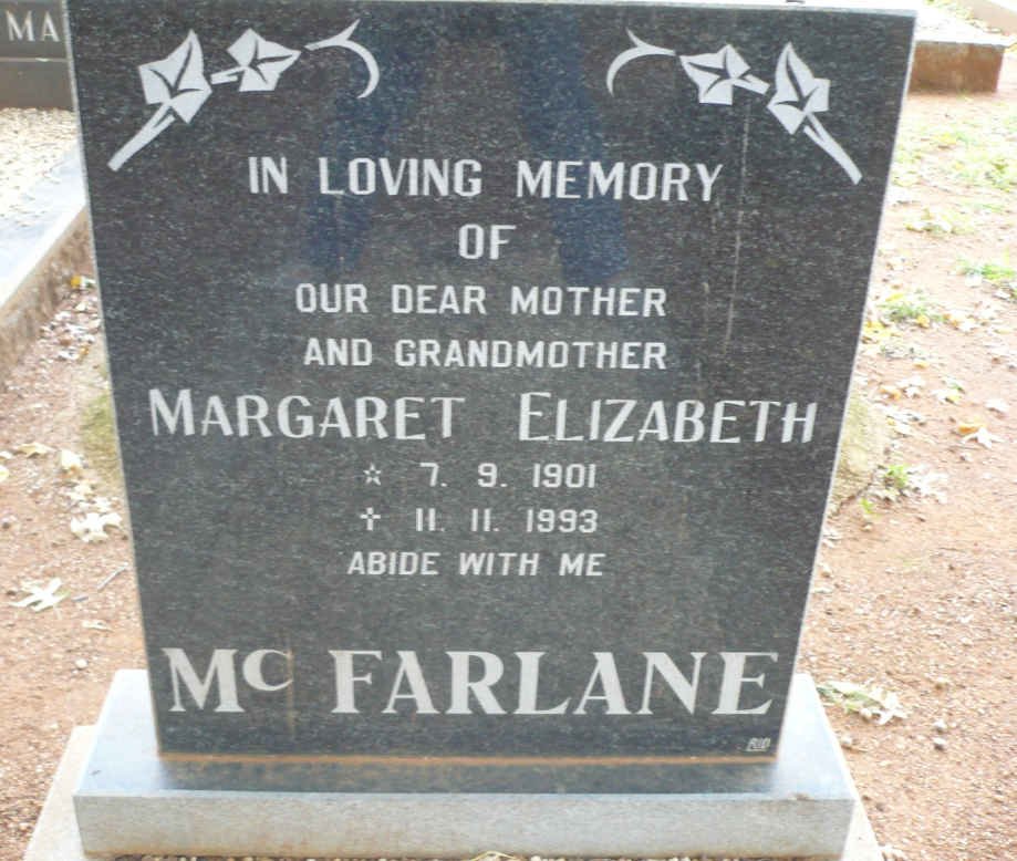 MCFARLANE Margaret Elizabeth 1901-1993