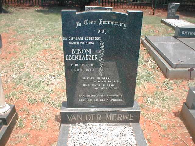 MERWE Benoni Ebenhaézer, van der 1919-1978