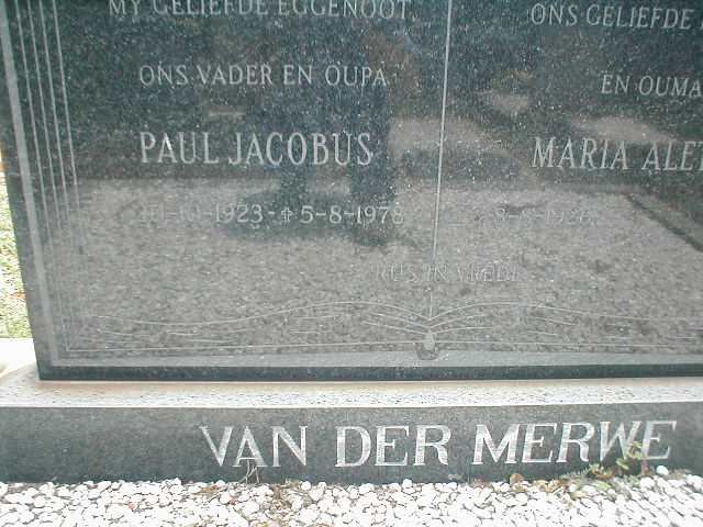 MERWE Paul Jacobus, van der 1923-1978
