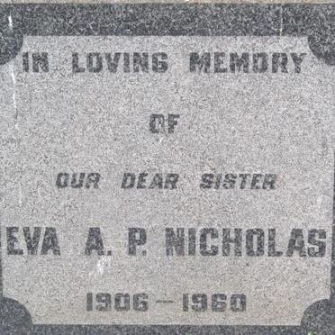 NICHOLAS Eva A.P. 1906-1960