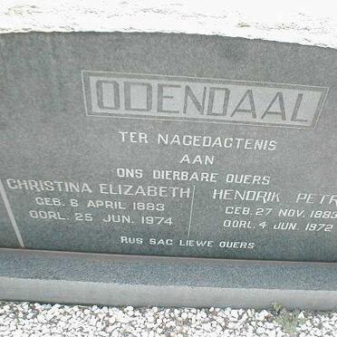 ODENDAAL Hendrik Petrus 1883-1972 &amp; Christina Elizabeth 1883-1974