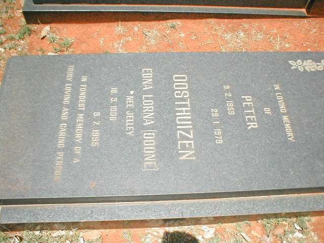 OOSTHUIZEN Edna Lorna nee JELLEY 1906-1995 :: OOSTHUIZEN Peter 1959-1979