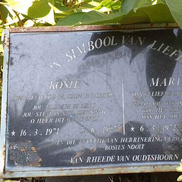 OUDTSHOORN Kosie, van Rheede van 1971-1997 :: VAN RHEEDE VAN OUDTSHOORN Marietjie 1972-20??