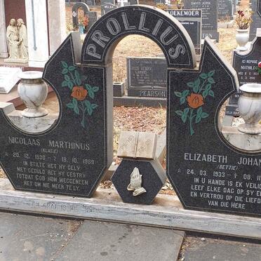 PROLLIUS Nicolaas Marthinus 1930-1989 & Elizabeth Johanna 1933-2010