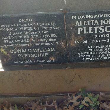 PLETSCHKE Oswald William 1936-2018 & Aletta Johanna 1943-2017