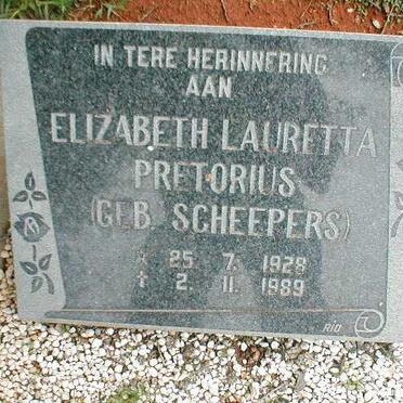 PRETORIUS Elizabeth Lauretta nee SCHEEPERS 1928-1989