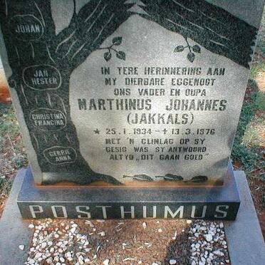 POSTHUMUS Marthinus Johannes 1934-1976