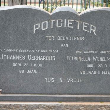 POTGIETER Johannes Gerhardus -1966 &amp; Petronella Wilhelmina Magdalena -1975