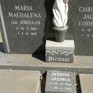 PIENAAR Christoffel Jacobus Lodewikus 1909-1975 &amp; Maria Magdalena JORDAAN 1912-1992 :: PIENAAR Hendrik Jacobus 1930-2003