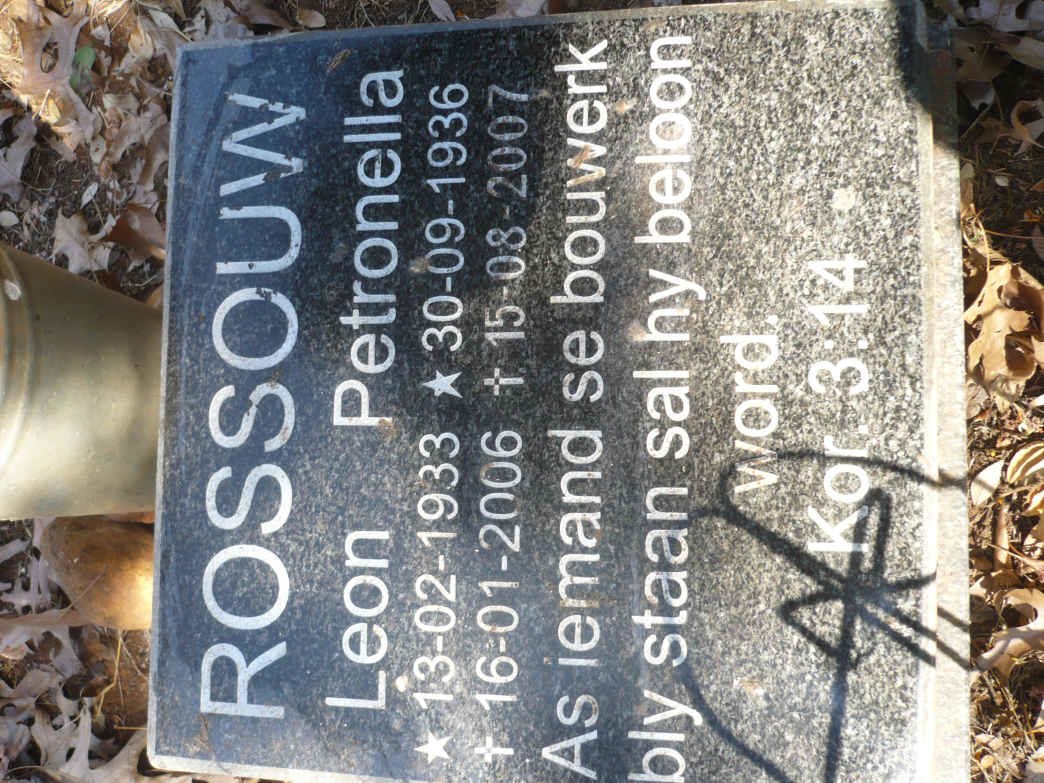 ROSSOUW Leon 1933-2006 &amp; Petronella 1936-2007