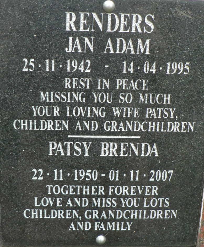 RENDERS Jan Adam 1942-1995 &amp; Patsy Brenda 1950-2007