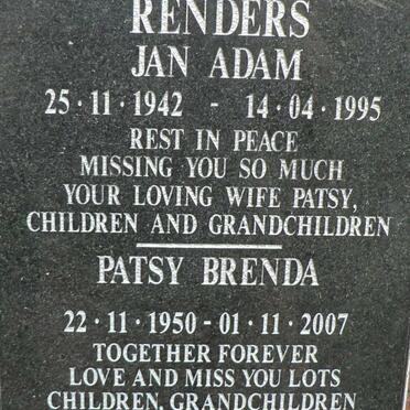 RENDERS Jan Adam 1942-1995 &amp; Patsy Brenda 1950-2007