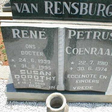 RENSBURG Petrus Coenraad, van 1910-1974 &amp; Susan Dorothy 1919-2000 :: VAN RENSBURG René 1939-1995