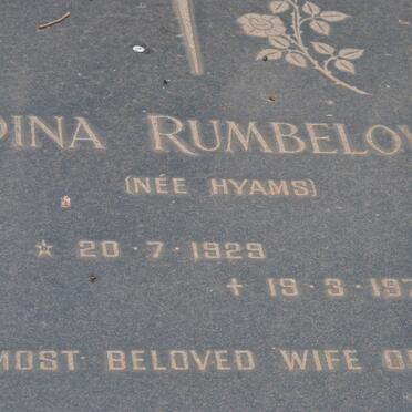 RUMBELOW Dina nee HYAMS 1929-1974