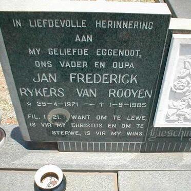 ROOYEN Jan Frederick Rykers, van 1921-1985