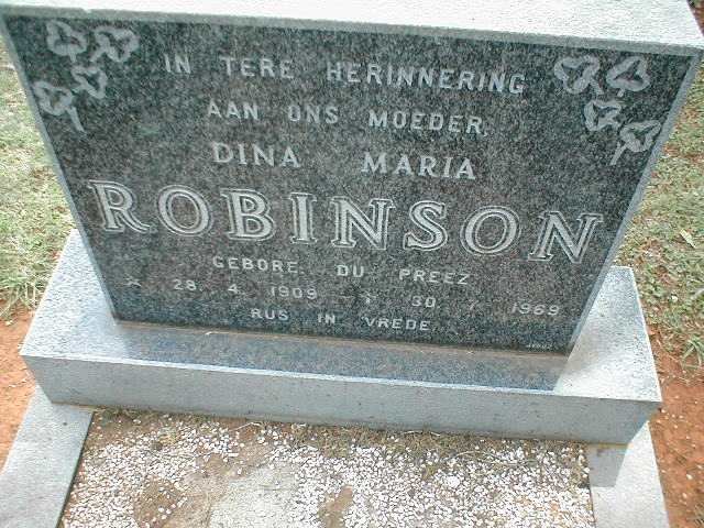 ROBINSON Dina Maria nee DU PREEZ 1909-1969