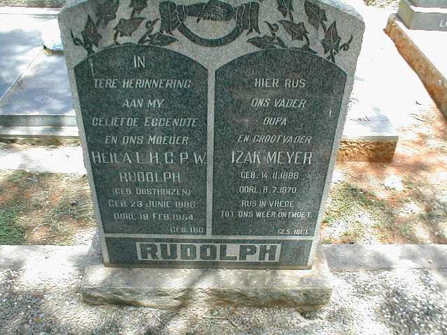 RUDOLPH Izak Meyer 1888-1970 &amp; Heila L.H.C.P.W. OOSTHUIZEN 1886-1954