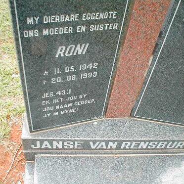 RENSBURG Roni, Janse van 1942-1993
