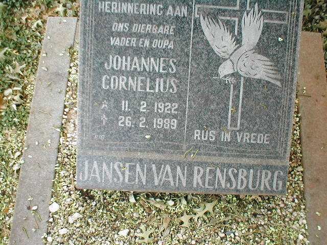 RENSBURG Johannes Cornelius, Jansen van 1922-1989