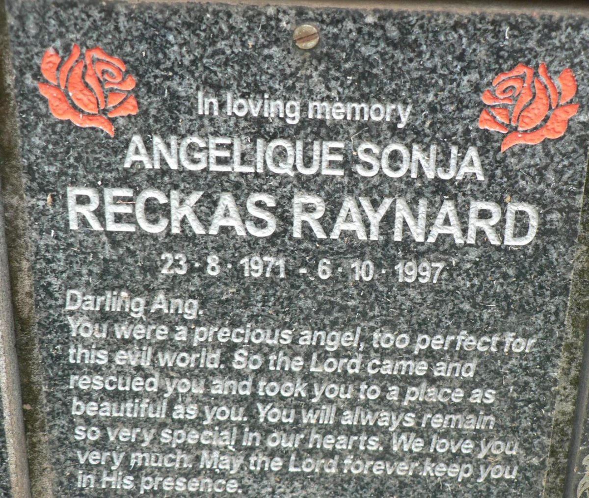 RAYNARD Angelique Sonja, RECKAS 1971-1997