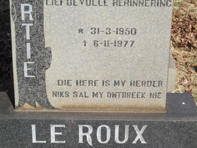 ROUX, Hercules Albertus, le 1950-1977