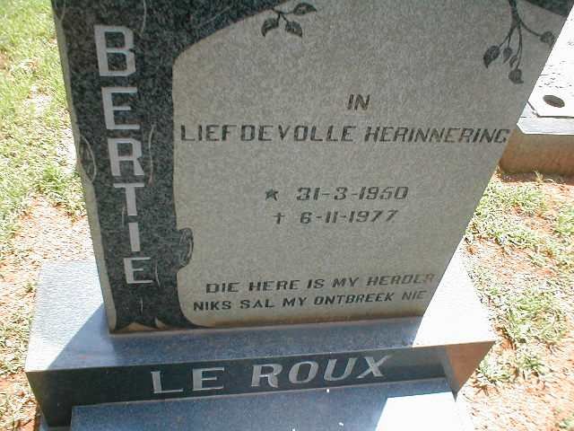 ROUX Bertie, le 1950-1977