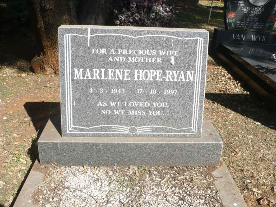RYAN Marlene, HOPE 1943-1997