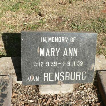 RENSBURG Mary Ann, van 1959-1959