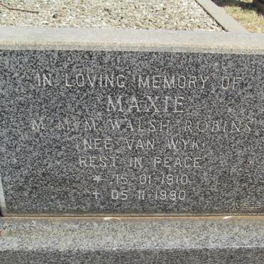ROBINS M.M.M., WALSH nee VAN WYK 1910-1990