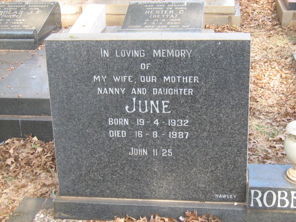 ROBERTSON Hugh Macleod 1929-1999 &amp; June 1932-1987