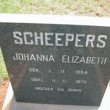 SCHEEPERS Johanna Elizabeth 1894-1975