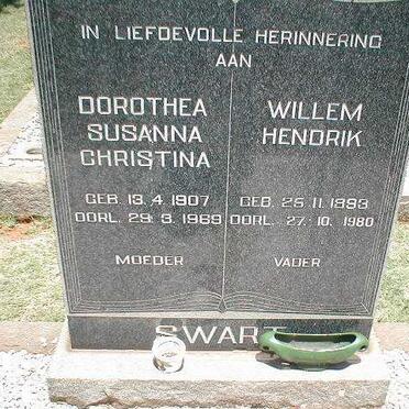 SWART Willem Hendrik 1893-1980 &amp; Dorothea Susanna Christina 1907-1969
