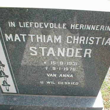 STANDER Matthiam Christian 1931-1976