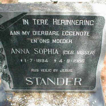 STANDER Anna Sophia nee VISSER 1894-1966