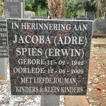 SPIES Jacoba nee ERWIN 1942-2009