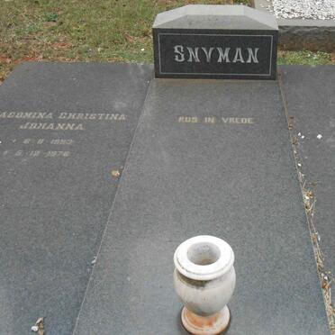 SNYMAN Johannes Jacobus 1897-1981 &amp; Jacomina Christina Johanna 1893-1976