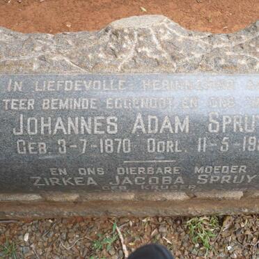 SPRUYT Johannes Adam 1870-1957 &amp; Zirkea Jacoba KRUGER 1875-1963