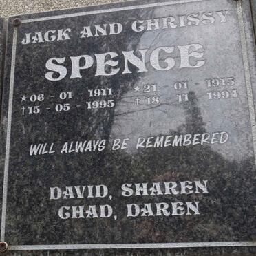 SPENCE Jack 1911-1995 &amp; Chrissy 1915-1994