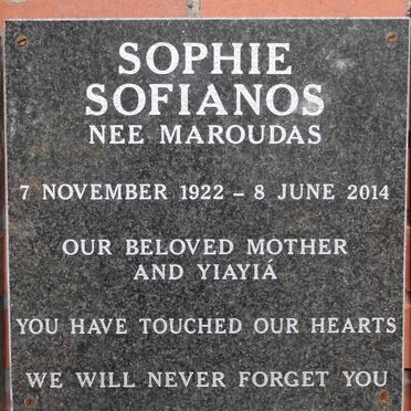 SOFIANOS Sophie nee MAROUDAS 1922-2014