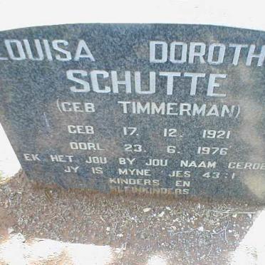 SCHUTTE Louisa Dorothea nee TIMMERMAN 1921-1976