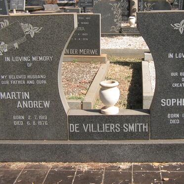SMITH Martin Andrew, DE VILLIERS 1919-1976 &amp; Alicia Sophia 1924-1995